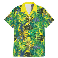 Hawaii Summer Tropical Leaves Family Matching Mermaid Dress and Hawaiian Shirt LT01 Dad's Shirt - Short Sleeve Yellow - Polynesian Pride