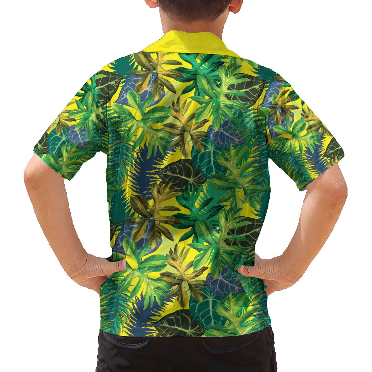 Hawaii Summer Tropical Leaves Family Matching Off The Shoulder Long Sleeve Dress and Hawaiian Shirt LT01 - Polynesian Pride