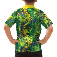 Hawaii Summer Tropical Leaves Family Matching Off The Shoulder Long Sleeve Dress and Hawaiian Shirt LT01 - Polynesian Pride