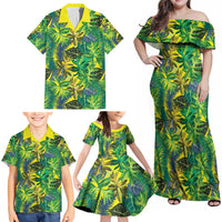 Hawaii Summer Tropical Leaves Family Matching Off Shoulder Maxi Dress and Hawaiian Shirt LT01 - Polynesian Pride