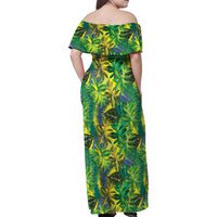 Hawaii Summer Tropical Leaves Family Matching Off Shoulder Maxi Dress and Hawaiian Shirt LT01 - Polynesian Pride