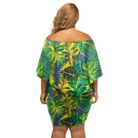Hawaii Summer Tropical Leaves Family Matching Off Shoulder Short Dress and Hawaiian Shirt LT01 - Polynesian Pride