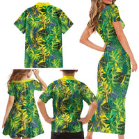 Hawaii Summer Tropical Leaves Family Matching Short Sleeve Bodycon Dress and Hawaiian Shirt LT01 - Polynesian Pride