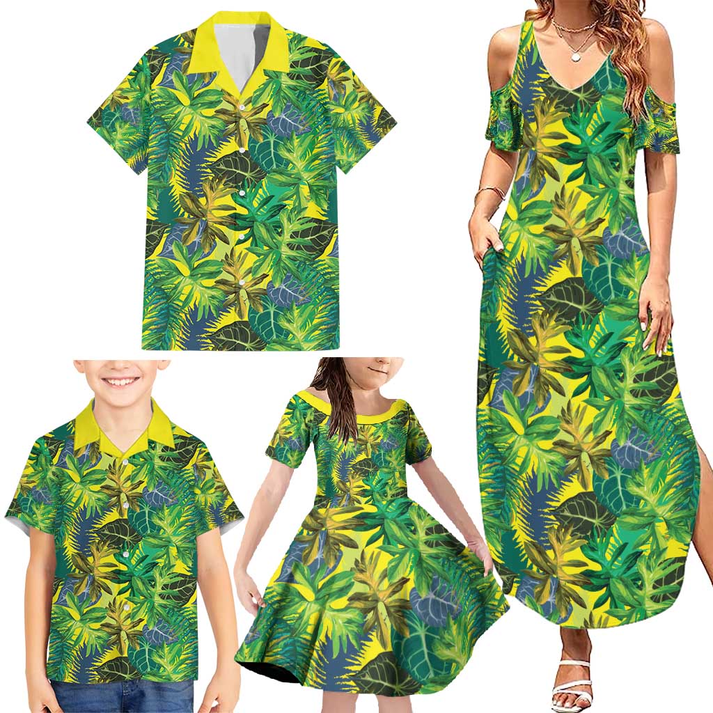 Hawaii Summer Tropical Leaves Family Matching Summer Maxi Dress and Hawaiian Shirt LT01 - Polynesian Pride