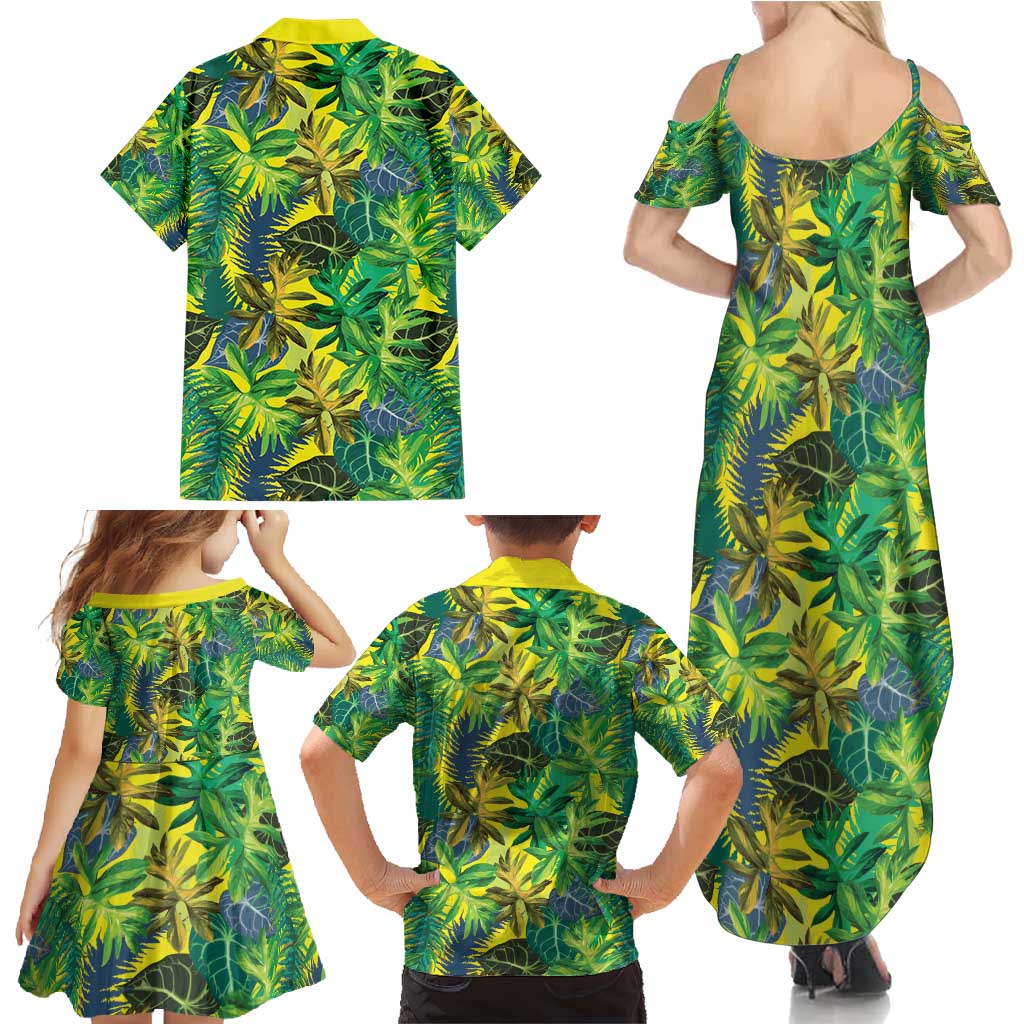 Hawaii Summer Tropical Leaves Family Matching Summer Maxi Dress and Hawaiian Shirt LT01 - Polynesian Pride