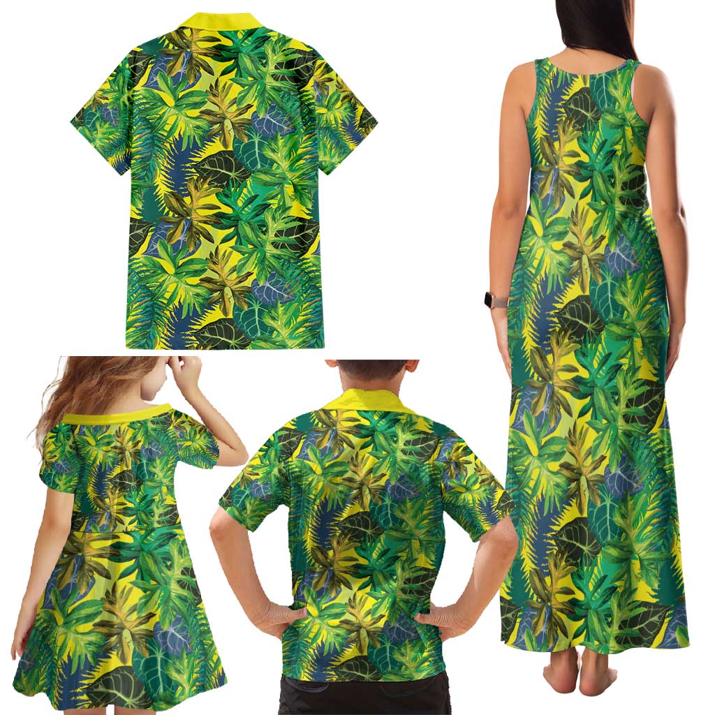 Hawaii Summer Tropical Leaves Family Matching Tank Maxi Dress and Hawaiian Shirt LT01 - Polynesian Pride