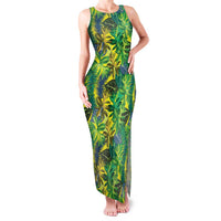 Hawaii Summer Tropical Leaves Family Matching Tank Maxi Dress and Hawaiian Shirt LT01 Mom's Dress Yellow - Polynesian Pride