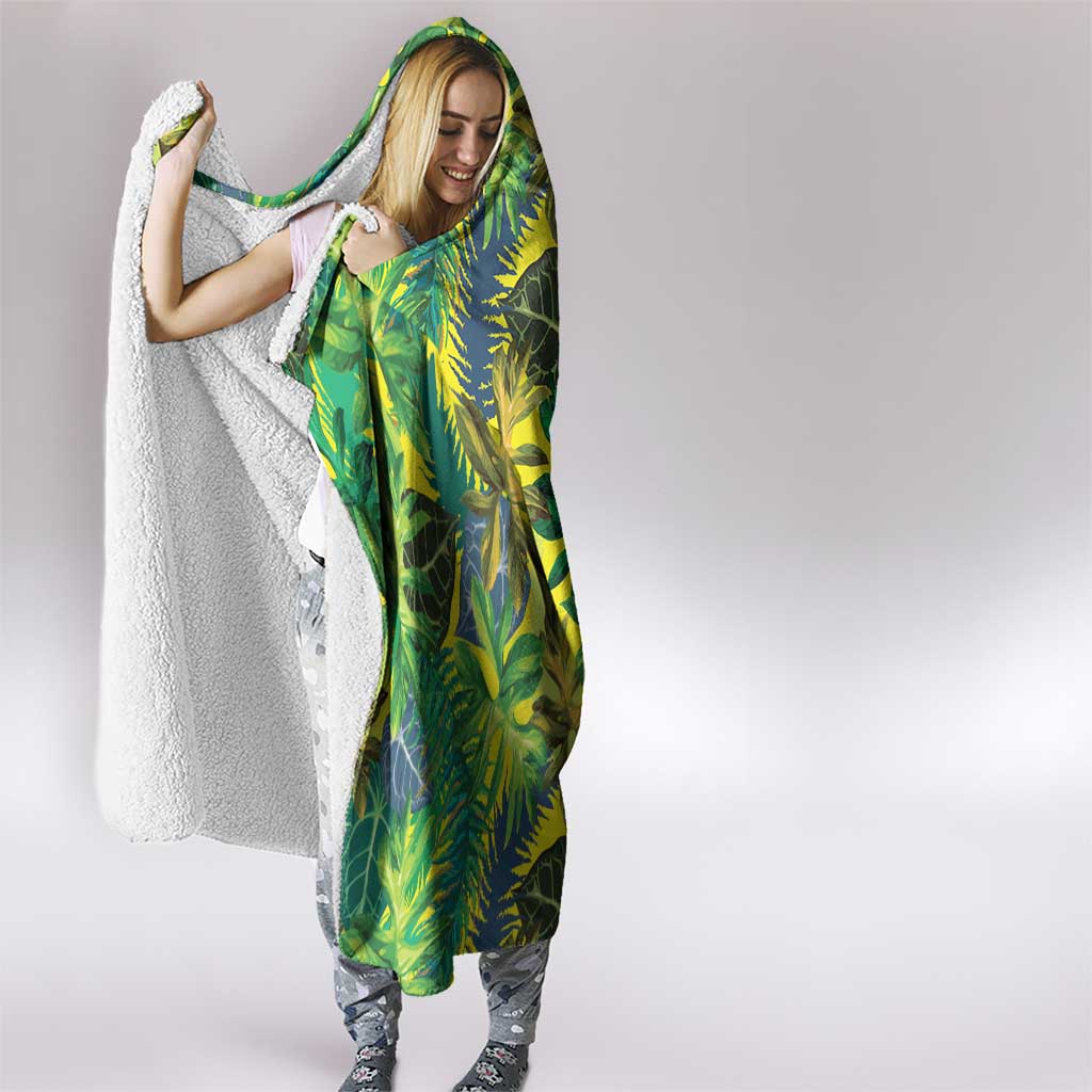 Hawaii Summer Tropical Leaves Hooded Blanket - Polynesian Pride