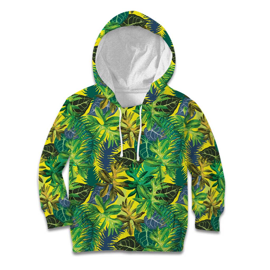 Hawaii Summer Tropical Leaves Kid Hoodie LT01 Hoodie Yellow - Polynesian Pride