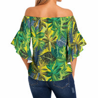 Hawaii Summer Tropical Leaves Off Shoulder Wrap Waist Top LT01 - Polynesian Pride