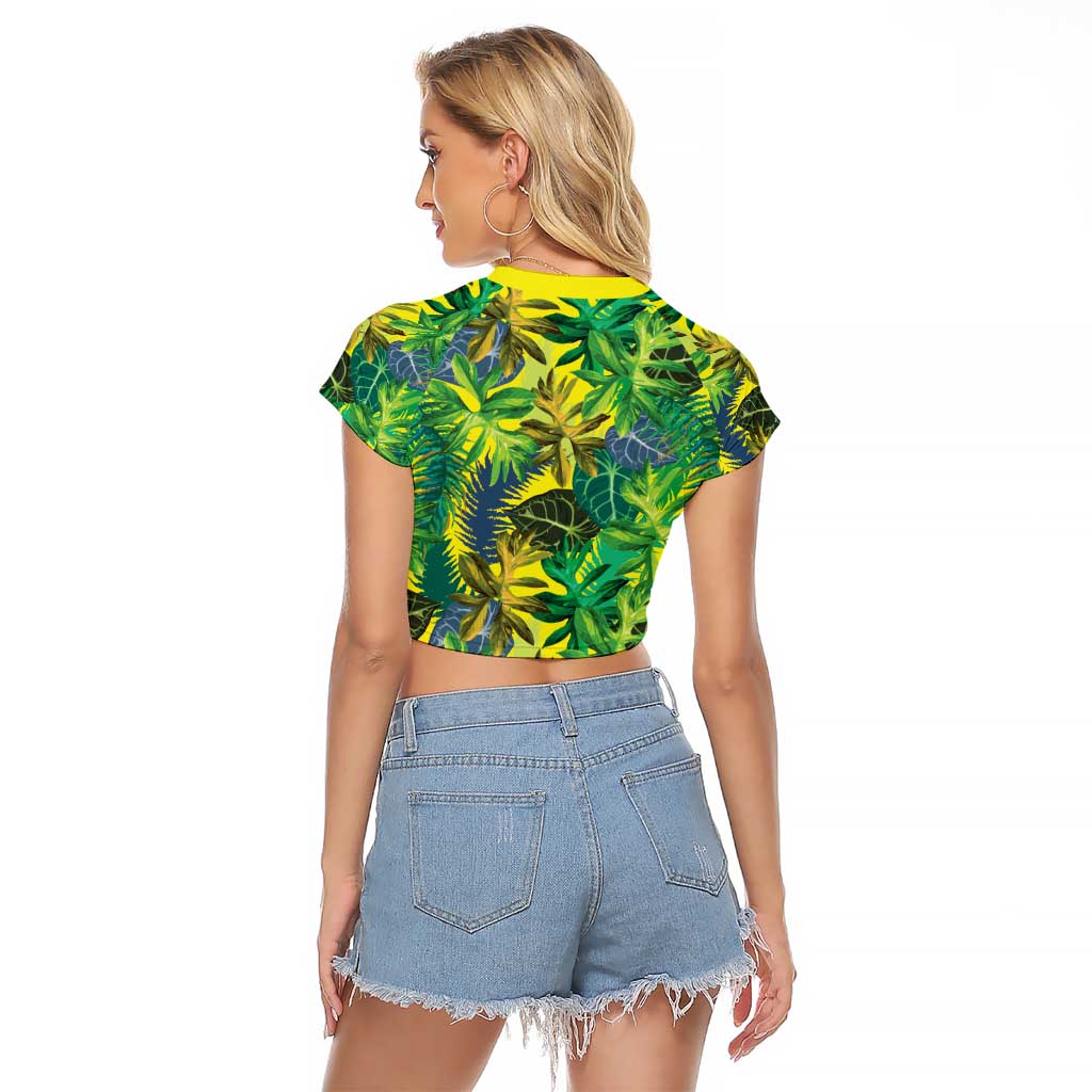 Hawaii Summer Tropical Leaves Raglan Cropped T Shirt LT01 - Polynesian Pride