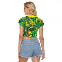 Hawaii Summer Tropical Leaves Raglan Cropped T Shirt LT01 - Polynesian Pride