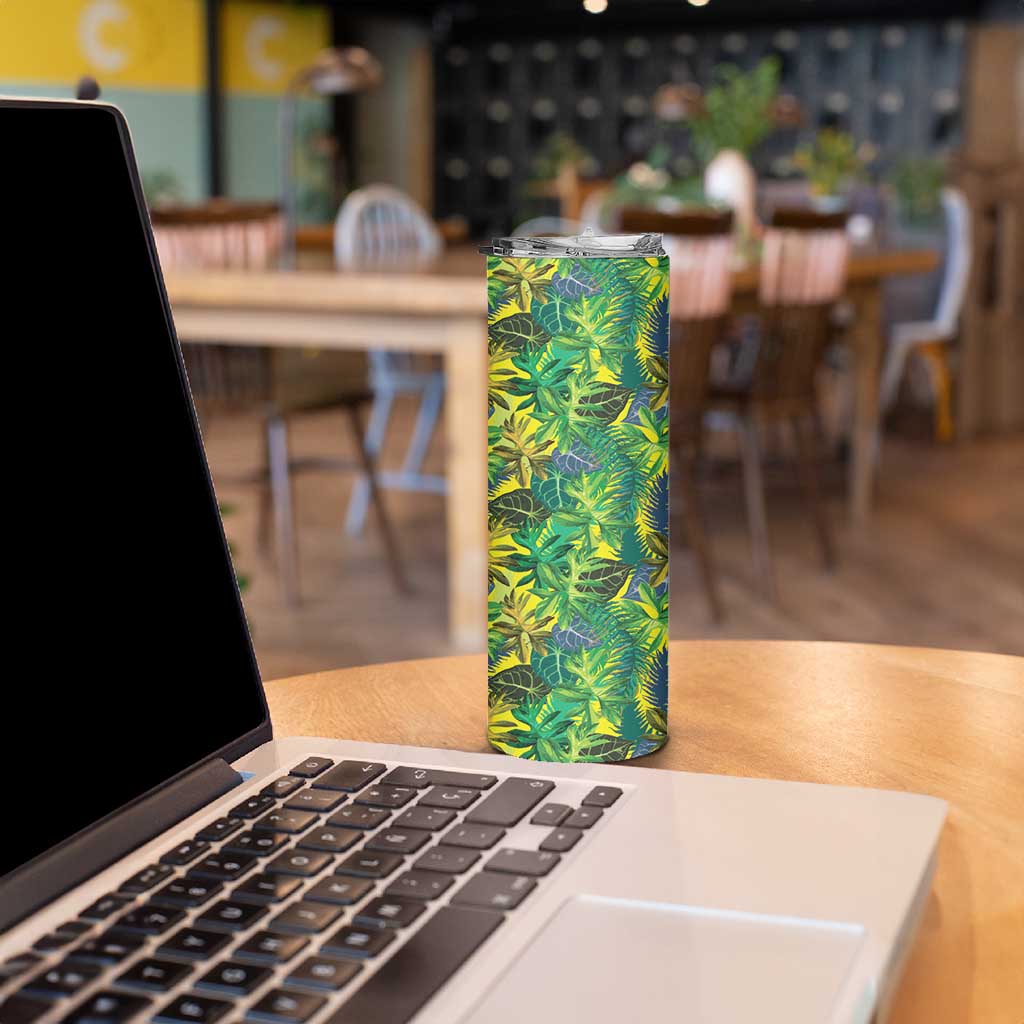 Hawaii Summer Tropical Leaves Skinny Tumbler - Polynesian Pride