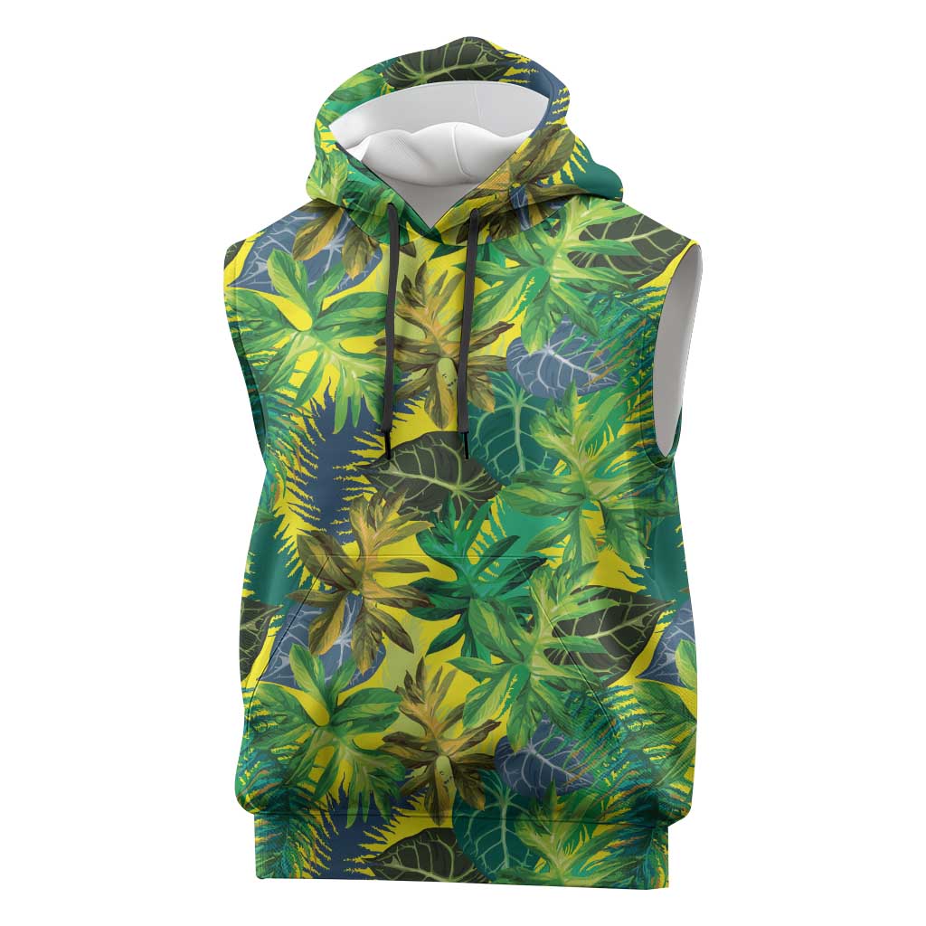 Hawaii Summer Tropical Leaves Sleeveless Hoodie LT01 Yellow - Polynesian Pride