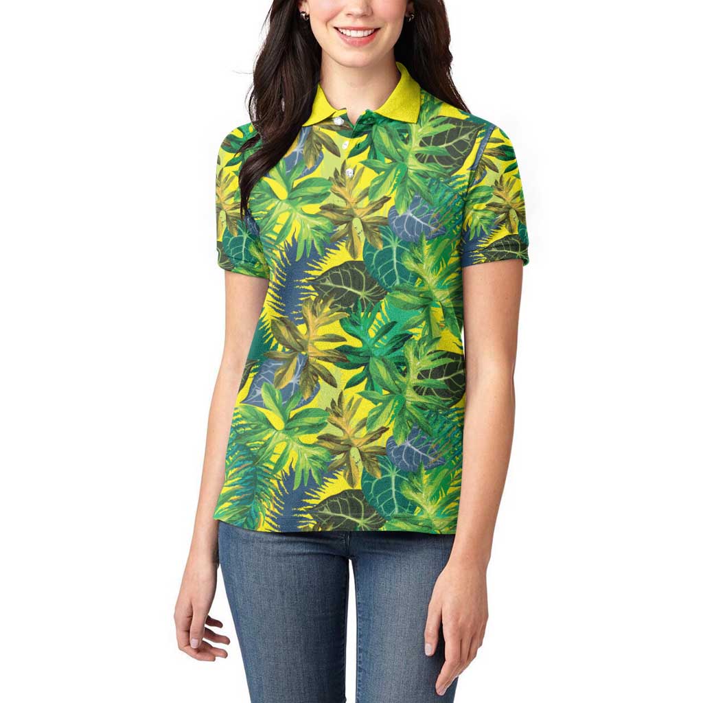 Hawaii Summer Tropical Leaves Women Polo Shirt - Polynesian Pride