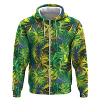 Hawaii Summer Tropical Leaves Zip Hoodie LT01 Zip Hoodie Yellow - Polynesian Pride