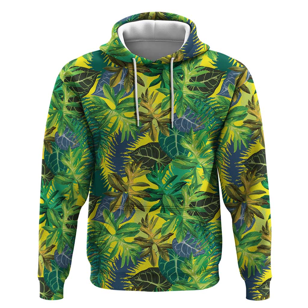 Hawaii Summer Tropical Leaves Zip Hoodie LT01 Pullover Hoodie Yellow - Polynesian Pride