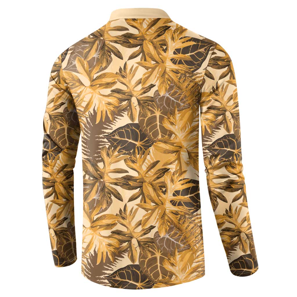 Hawaii Gold Tropical Leaves Button Sweatshirt - Polynesian Pride