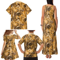 Hawaii Gold Tropical Leaves Family Matching Tank Maxi Dress and Hawaiian Shirt LT01 - Polynesian Pride
