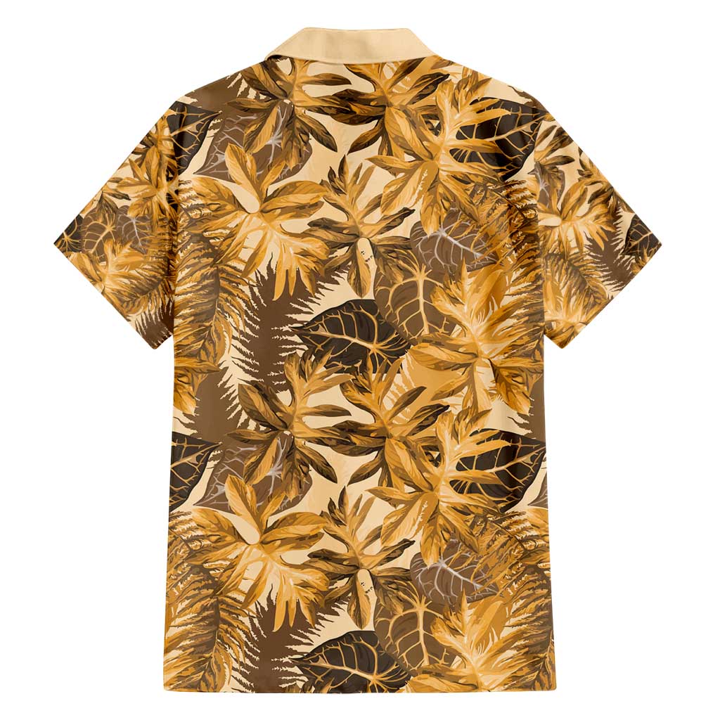 Hawaii Gold Tropical Leaves Family Matching Tank Maxi Dress and Hawaiian Shirt LT01 - Polynesian Pride