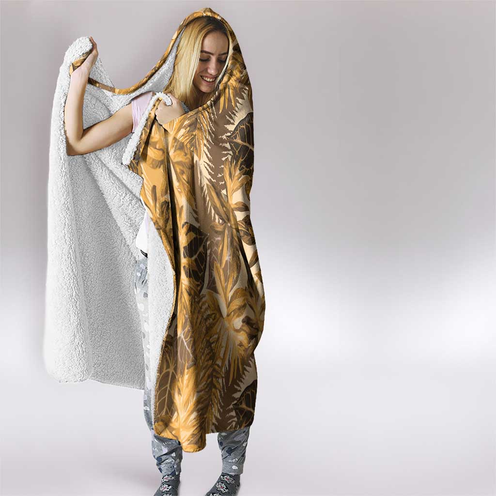 Hawaii Gold Tropical Leaves Hooded Blanket - Polynesian Pride