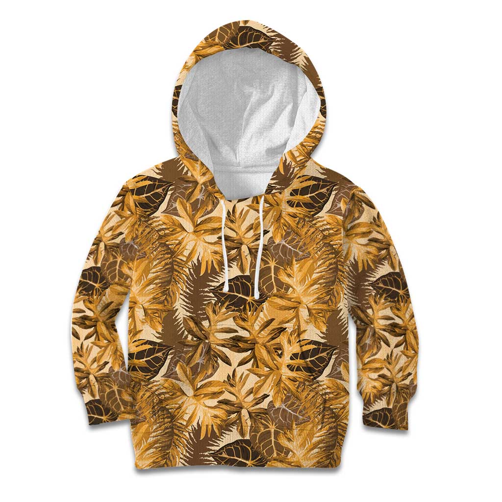Hawaii Gold Tropical Leaves Kid Hoodie LT01 Hoodie Gold - Polynesian Pride