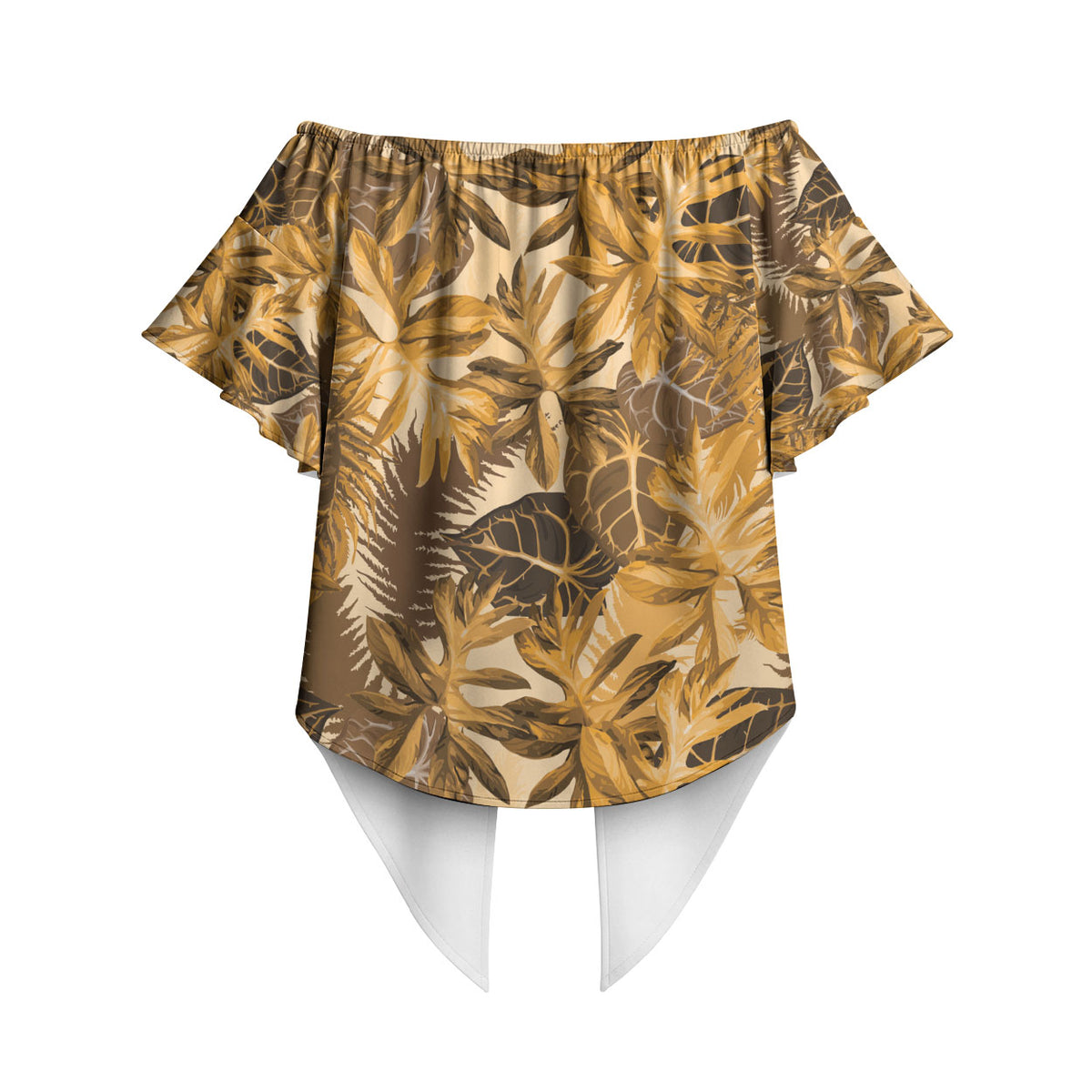 Hawaii Gold Tropical Leaves Off Shoulder Wrap Waist Top LT01 - Polynesian Pride