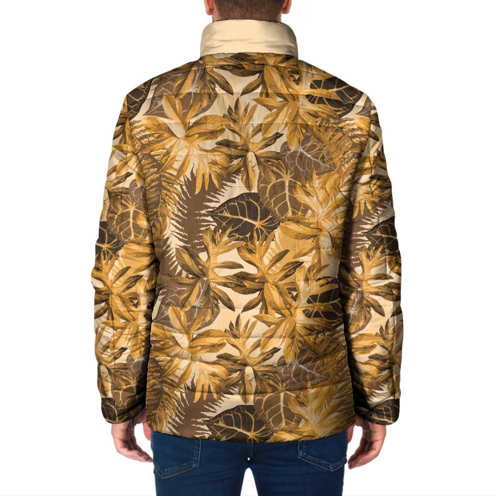Hawaii Gold Tropical Leaves Padded Jacket - Polynesian Pride