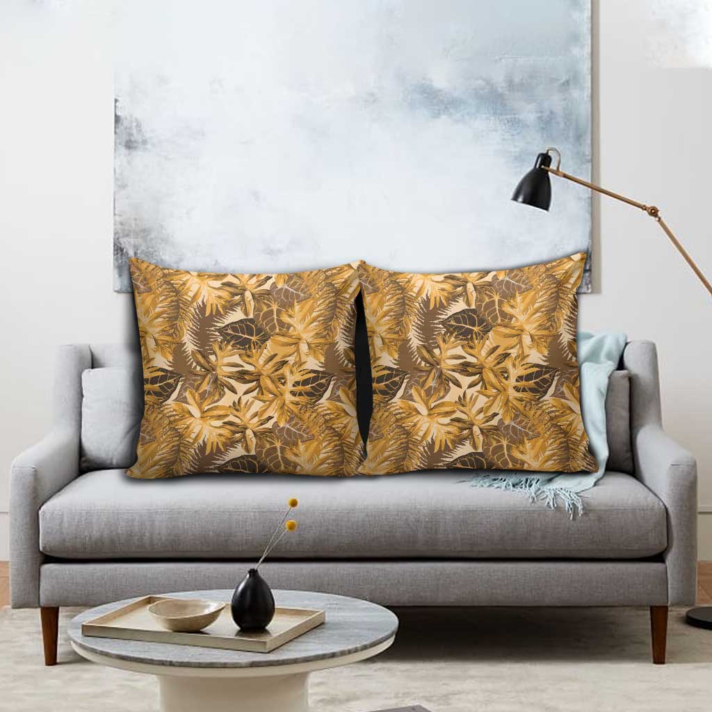 Hawaii Gold Tropical Leaves Pillow Cover - Polynesian Pride