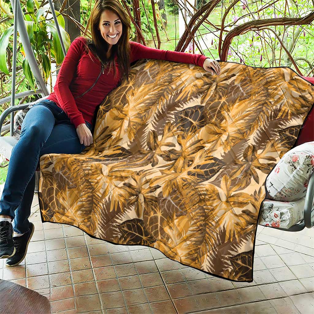 Hawaii Gold Tropical Leaves Quilt - Polynesian Pride