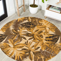 Hawaii Gold Tropical Leaves Round Carpet LT01 Gold - Polynesian Pride