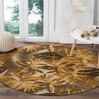 Hawaii Gold Tropical Leaves Round Carpet LT01 - Polynesian Pride