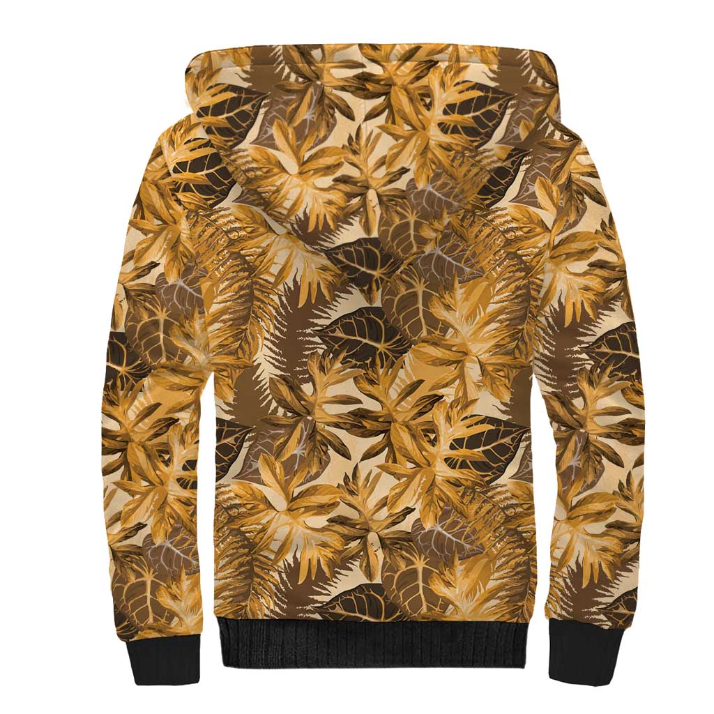 Hawaii Gold Tropical Leaves Sherpa Hoodie LT01 - Polynesian Pride