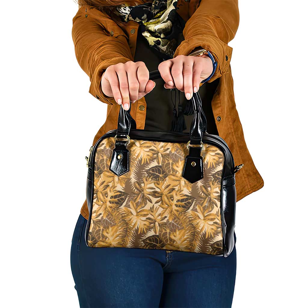 Hawaii Gold Tropical Leaves Shoulder Handbag - Polynesian Pride