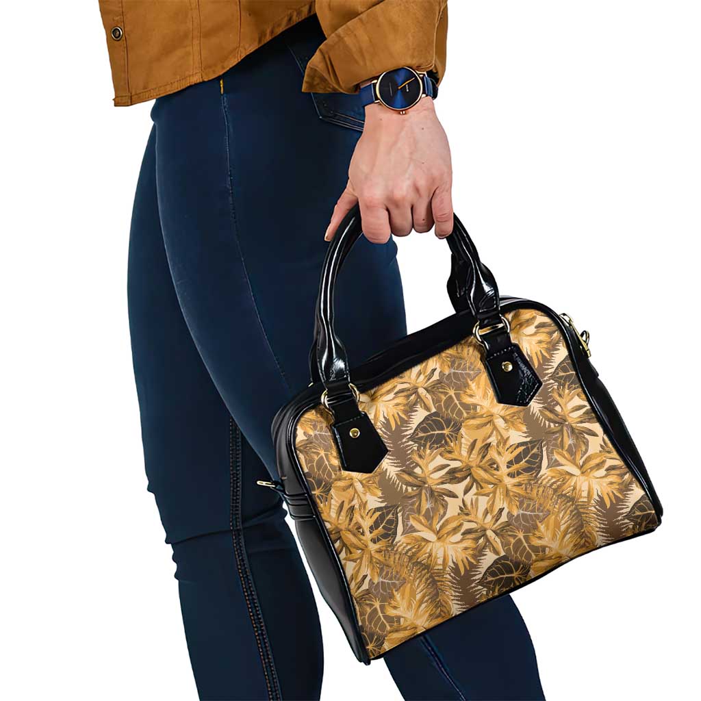 Hawaii Gold Tropical Leaves Shoulder Handbag - Polynesian Pride