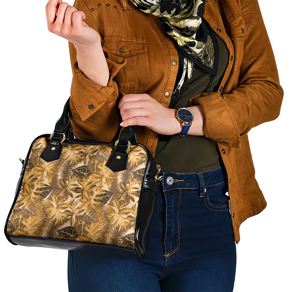 Hawaii Gold Tropical Leaves Shoulder Handbag - Polynesian Pride