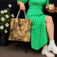 Hawaii Gold Tropical Leaves Tote Bag - Polynesian Pride
