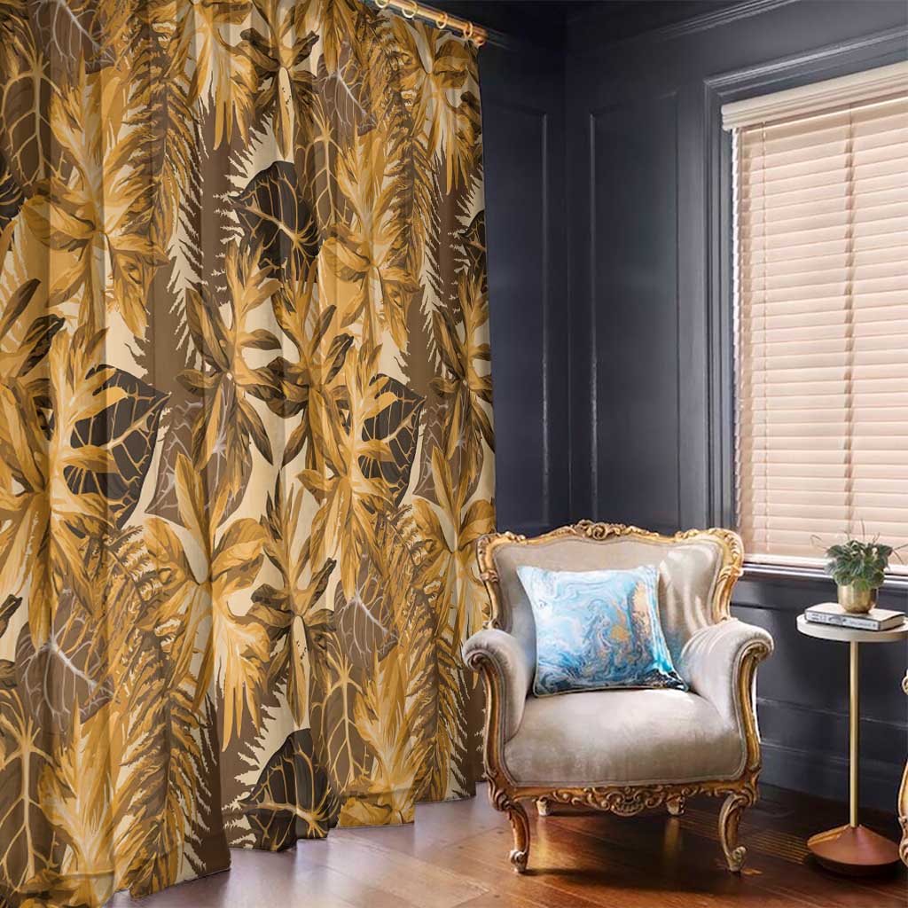 Hawaii Gold Tropical Leaves Window Curtain - Polynesian Pride