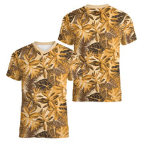 Hawaii Gold Tropical Leaves Women V-Neck T-Shirt LT01 - Polynesian Pride