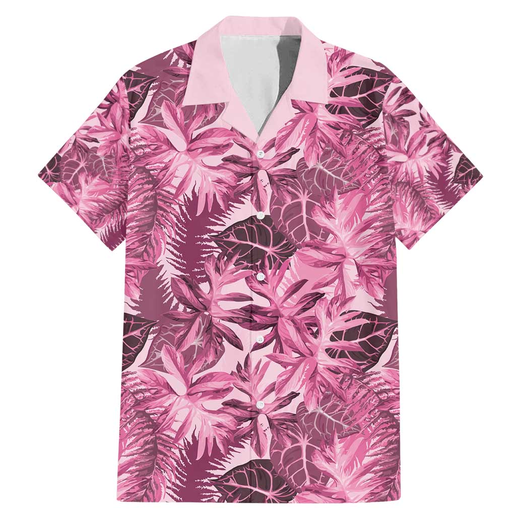 Hawaii Pink Tropical Leaves Family Matching Mermaid Dress and Hawaiian Shirt LT01 Dad's Shirt - Short Sleeve Pink - Polynesian Pride