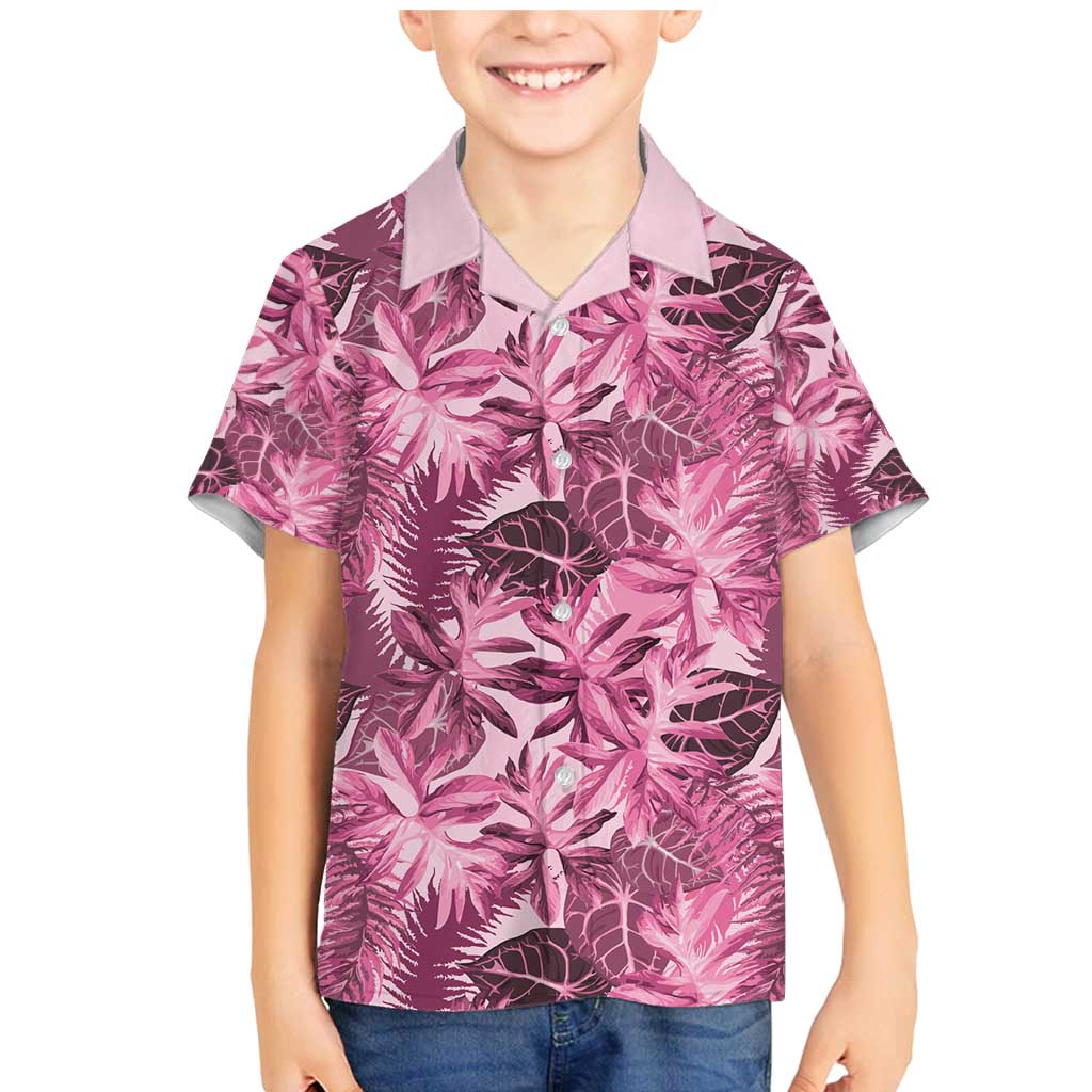 Hawaii Pink Tropical Leaves Family Matching Mermaid Dress and Hawaiian Shirt LT01 Son's Shirt Pink - Polynesian Pride