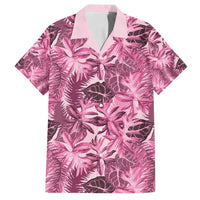 Hawaii Pink Tropical Leaves Family Matching Off Shoulder Maxi Dress and Hawaiian Shirt LT01 Dad's Shirt - Short Sleeve Pink - Polynesian Pride