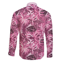 Hawaii Pink Tropical Leaves Family Matching Off Shoulder Maxi Dress and Hawaiian Shirt LT01 - Polynesian Pride