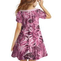 Hawaii Pink Tropical Leaves Family Matching Off Shoulder Short Dress and Hawaiian Shirt LT01 - Polynesian Pride