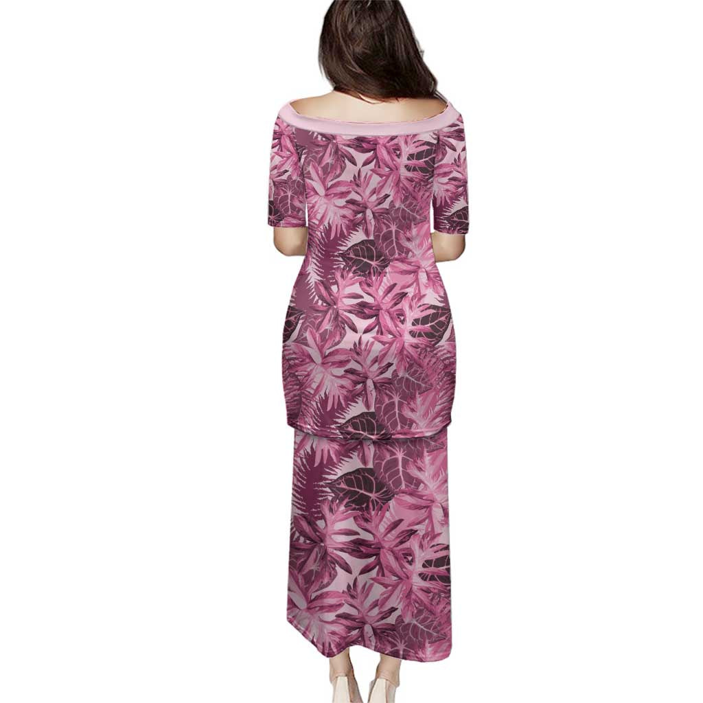 Hawaii Pink Tropical Leaves Family Matching Puletasi and Hawaiian Shirt LT01 - Polynesian Pride