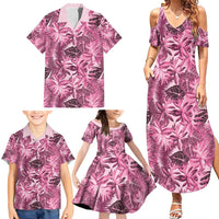 Hawaii Pink Tropical Leaves Family Matching Summer Maxi Dress and Hawaiian Shirt LT01 - Polynesian Pride