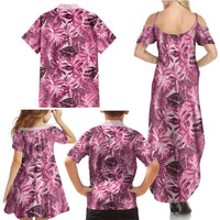 Hawaii Pink Tropical Leaves Family Matching Summer Maxi Dress and Hawaiian Shirt LT01 - Polynesian Pride