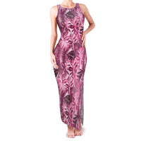 Hawaii Pink Tropical Leaves Family Matching Tank Maxi Dress and Hawaiian Shirt LT01 Mom's Dress Pink - Polynesian Pride