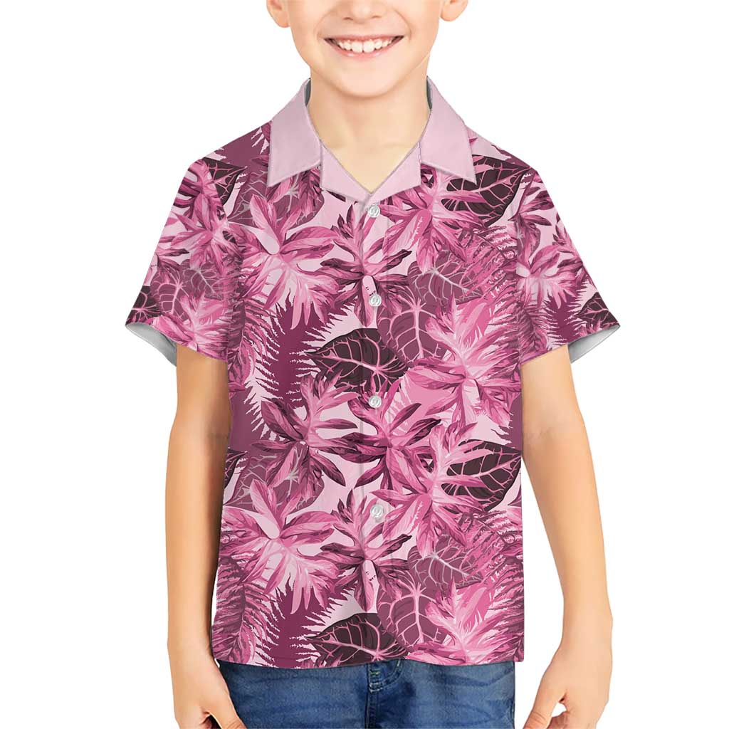 Hawaii Pink Tropical Leaves Kid Hawaiian Shirt LT01 Kid Pink - Polynesian Pride