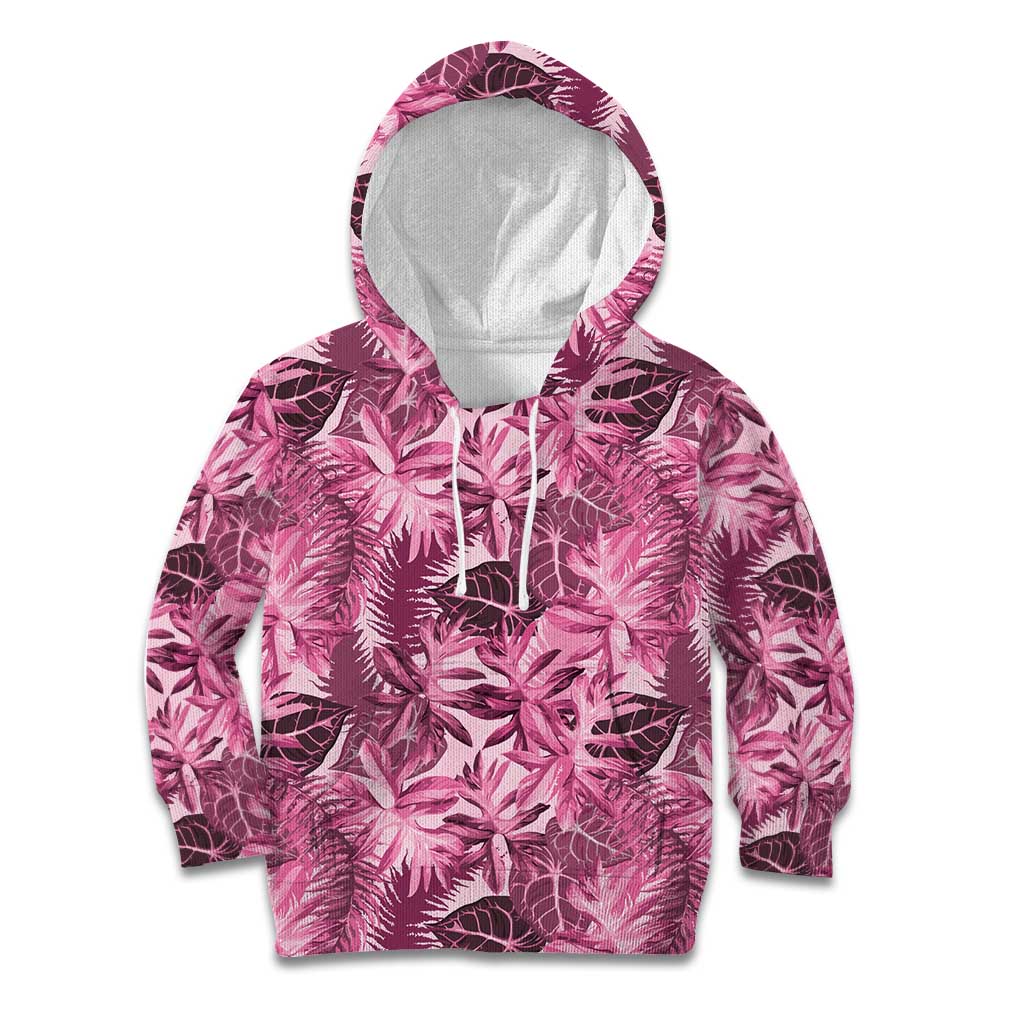 Hawaii Pink Tropical Leaves Kid Hoodie LT01 Hoodie Pink - Polynesian Pride